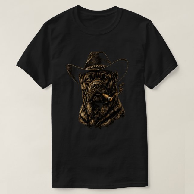 Cane Corso Cowboy Western Rökande Hund Grafisk T Shirt (Design framsida)