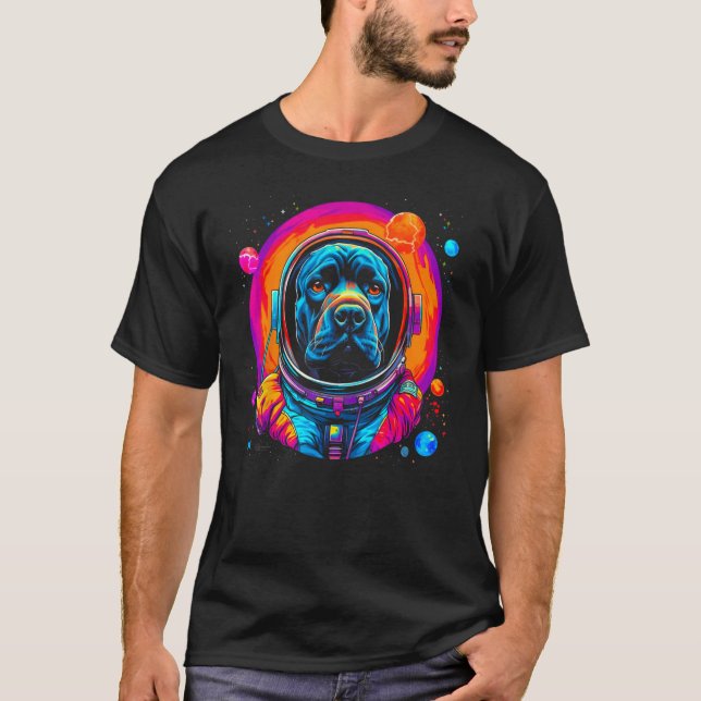 Cane Corso Dog Astronaut in Space T Shirt (Framsida)