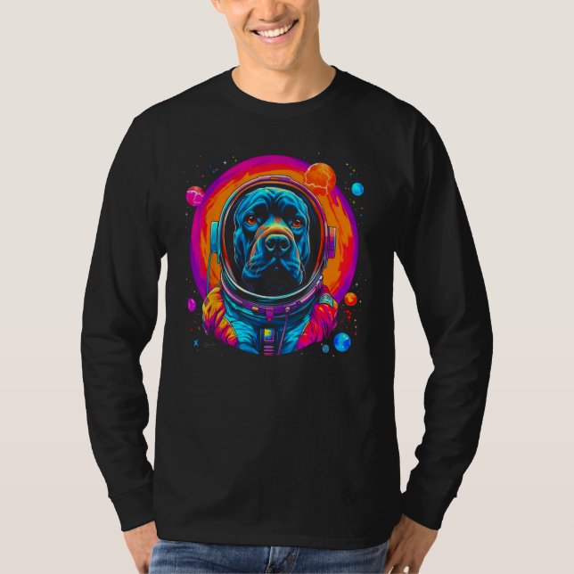 Cane Corso Dog Astronaut in Space T Shirt (Framsida)