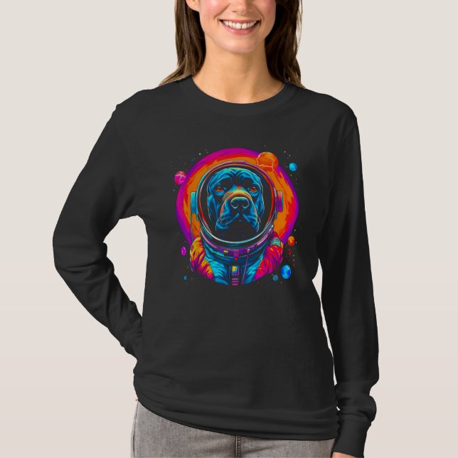 Cane Corso Dog Astronaut in Space T Shirt (Framsida)