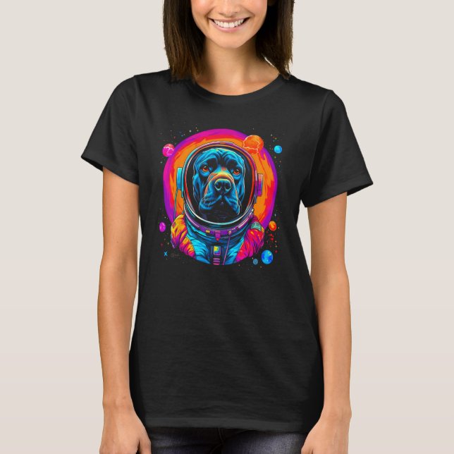 Cane Corso Dog Astronaut in Space T Shirt (Framsida)