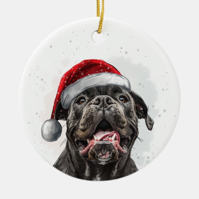 Cane Corso Dog Christmas Personalized Julgransprydnad Keramik (Framsidan)