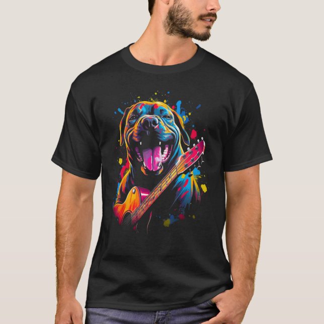 Cane Corso Dog Guitar T Shirt (Framsida)