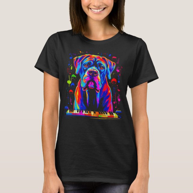 Cane Corso Dog Pianist T Shirt (Framsida)