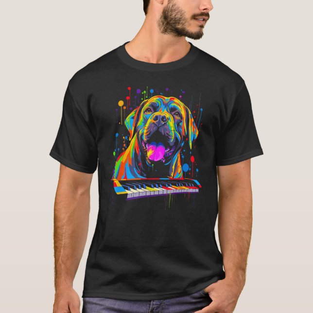 Cane Corso Dog Piano T Shirt (Framsida)