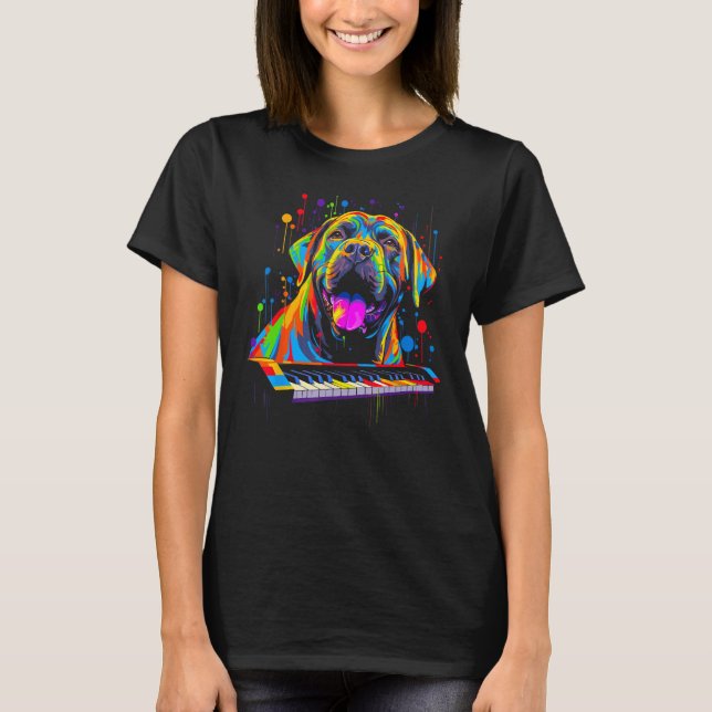 Cane Corso Dog Piano T Shirt (Framsida)