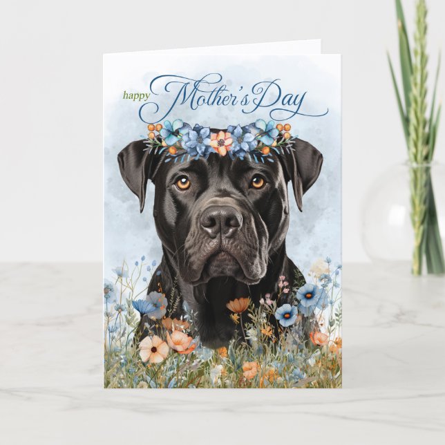 Cane Corso Dog Wildflowers Mother's Day Helgkort (Framsida)