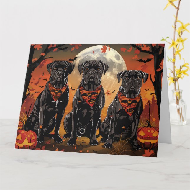 Cane Corso Halloween Kuslig Kort (Gul blomma)