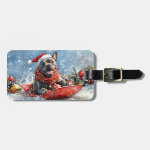 Cane Corso Hund i släde Låt det snöa jul Bagagebricka