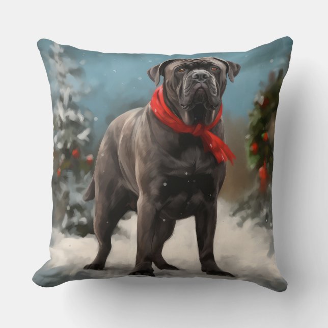 Cane Corso-hund i snö jul  Kudde (Framsida)