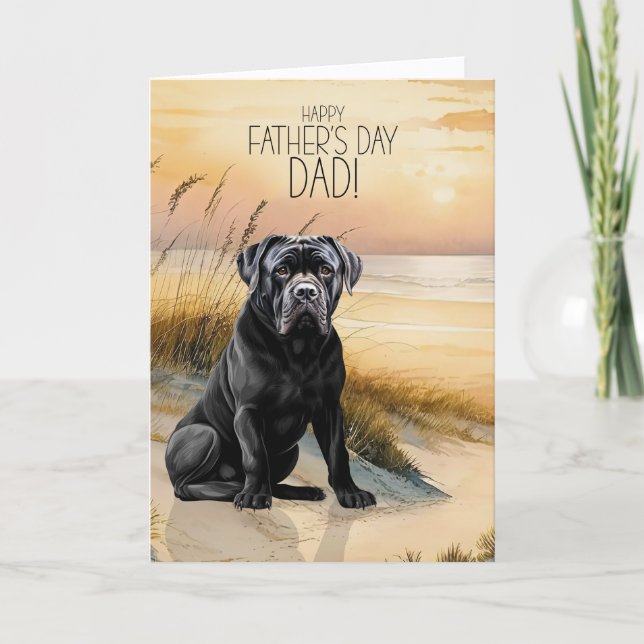 Cane Corso Hund Solnedgång Strand Fars Dag Helgkort (Framsida)