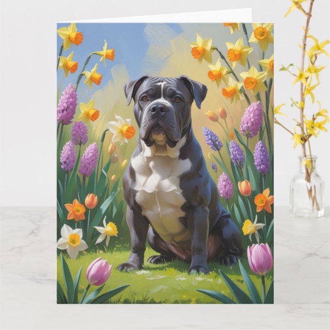 Cane Corso Hund Vårblommor Målning Kort (Gul blomma)