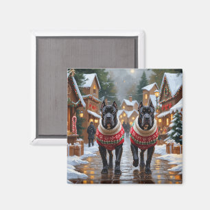 Cane Corso Hundar Jul Snö Högtid Magnet