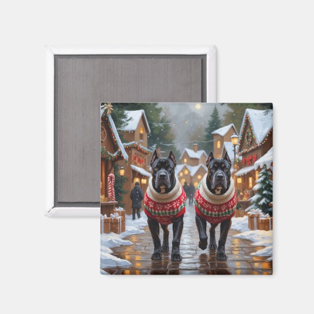 Cane Corso Hundar Jul Snö Högtid Magnet (Front/Back)