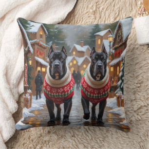 Cane Corso Hundar Jul Snö Holiday Kudde