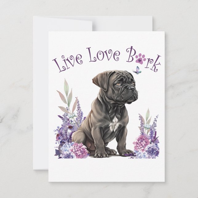 Cane Corso Hundmamma Blommig Anteckningskort (Framsida)