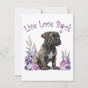 Cane Corso Hundmamma Blommig Anteckningskort