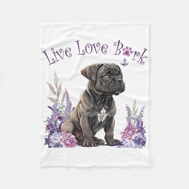 Cane Corso Hundmamma Blommig Fleecefilt (Framsidan)