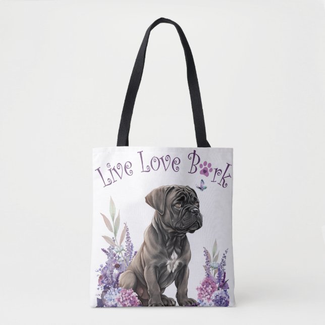 Cane Corso Hundmamma Blommig Tygkasse (Framsida)