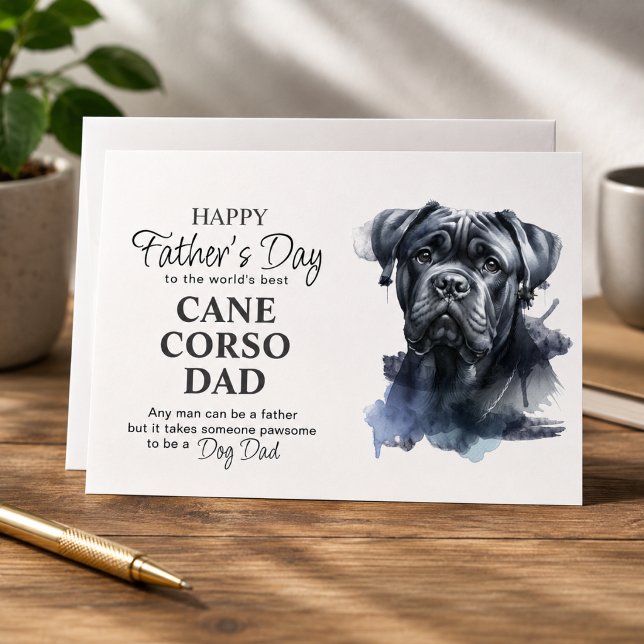 Cane Corso Hundpappa Elegant Fars Dag Julkort (Edit message on back to personalize, text on front is also editable, amend to daddy, papa etc )