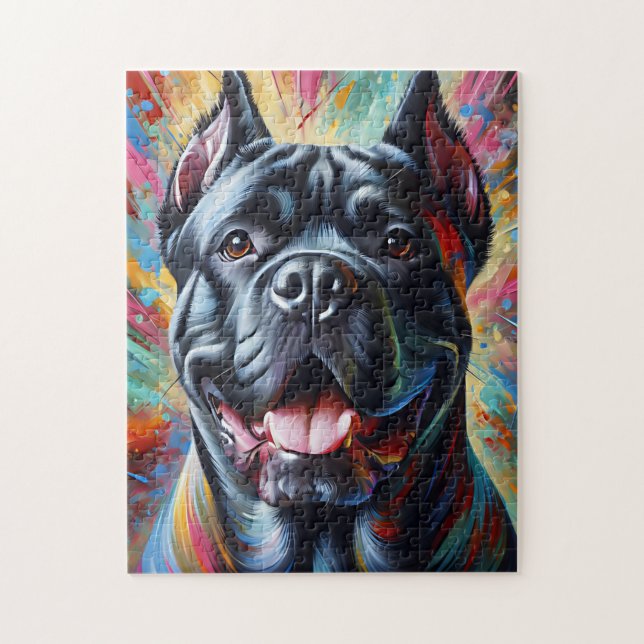 Cane Corso Hundporträtt Akryl Konsttryck Hund Pussel (Vertikal)
