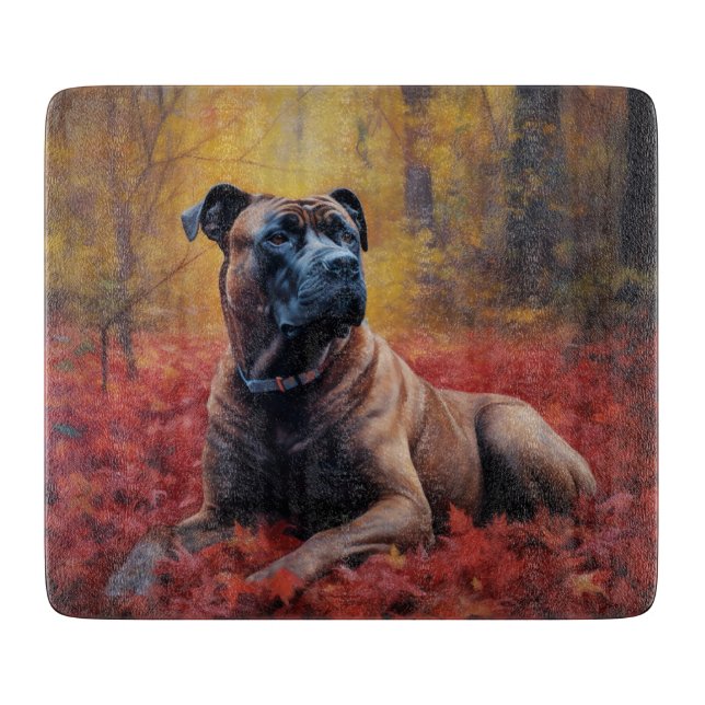 Cane Corso i höstlöv Fall Inspira (Framsidan)