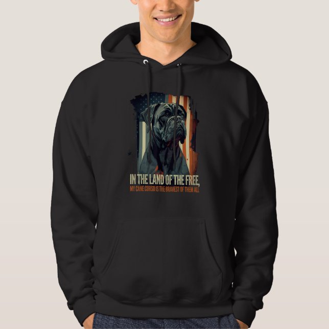 Cane Corso Italian Mastiff Dog Patriotic USA Ameri Hoodie (Framsida)