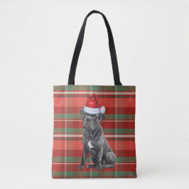 Cane Corso Jul Hund Röd Säsongsrutig Tygkasse