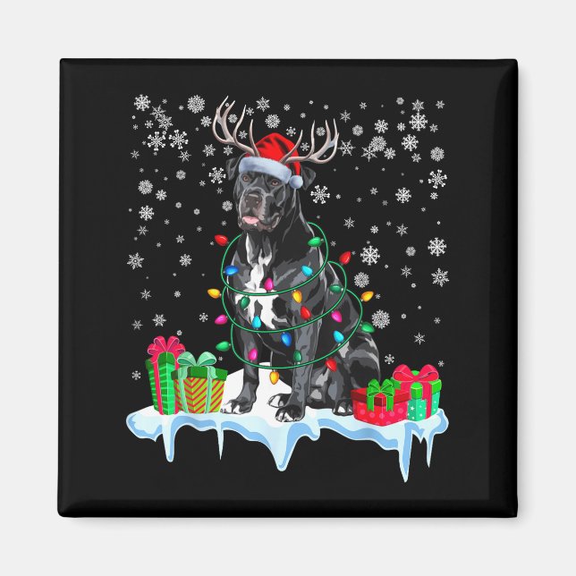 Cane Corso jul Santa hatt Ren Pysjamas Hund Magnet (Framsidan)