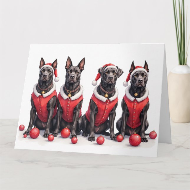 Cane Corso julklänning tomtehatt Kort (Framsida)