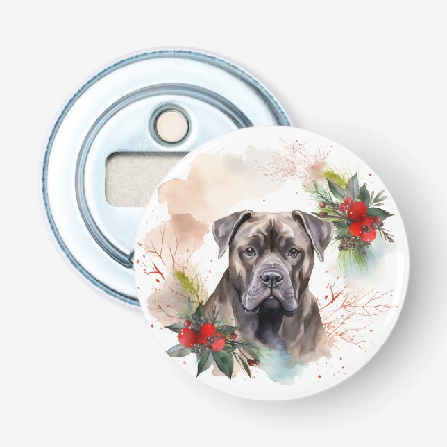 Cane Corso Julkrans Festlig Valp Flasköppnare (Framsidan)