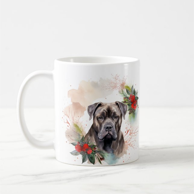 Cane Corso Julkrans Festlig Valp Kaffemugg (Vänster)
