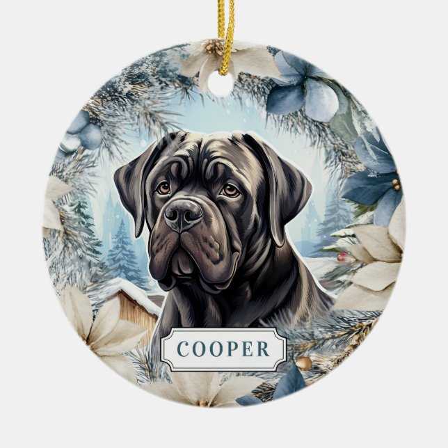 Cane Corso Keramisk Cirkel Ornament (Framsidan)
