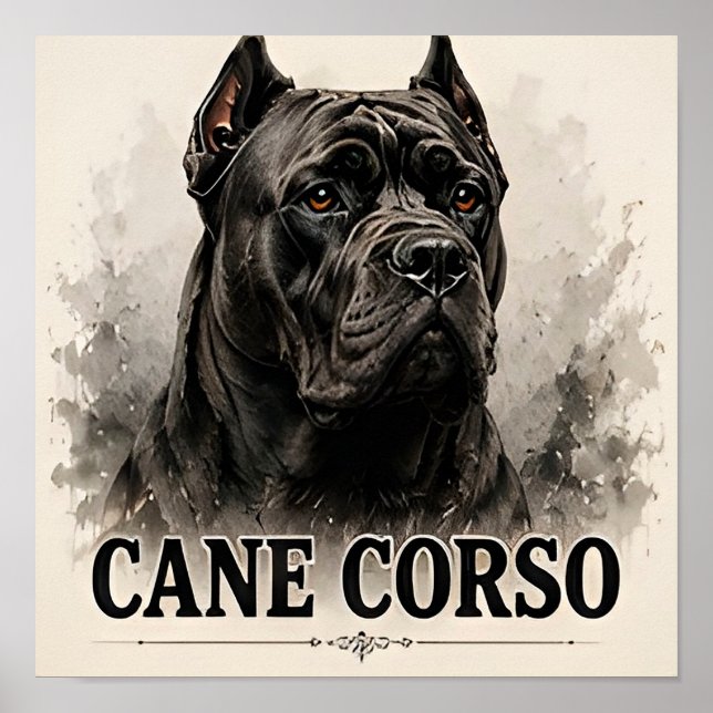 Cane Corso Kraftfull Porträtt av Vakthund Poster (Framsidan)