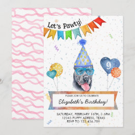 Cane Corso Låter Pawty Hund Födelsedagsfirande Inbjudningar