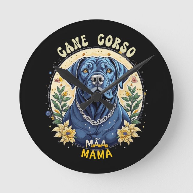 Cane Corso Mamma Rund Klocka (Framsida)