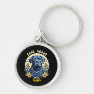 Cane Corso Mamma Rund Silverfärgad Nyckelring