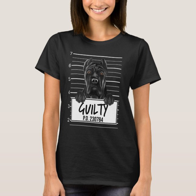 Cane Corso Muggshot Skyldig Hund T Shirt (Framsida)