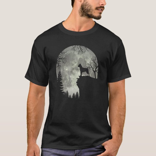 Cane Corso Och Mån Halloween T Shirt (Framsida)