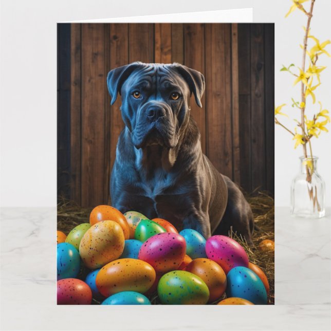 Cane Corso Påskägg  Kort (Gul blomma)