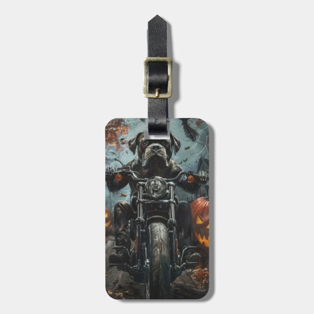 Cane Corso Ridande Motorcykel Halloween Skräckinja Bagagebricka (Vertikal Framsida)