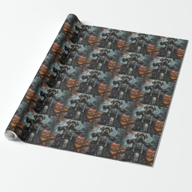 Cane Corso Ridande Motorcykel Halloween Skräckinja Presentpapper (Utrullad)