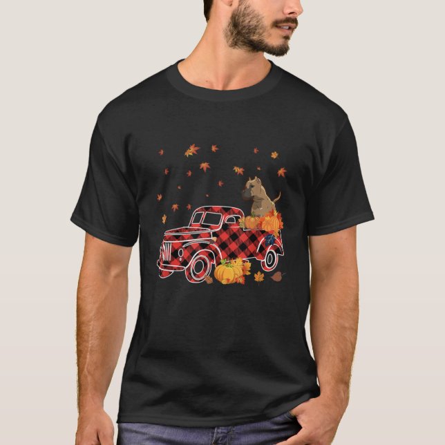 Cane Corso Riding Leopard Plaid Truck Thanksgiving T Shirt (Framsida)