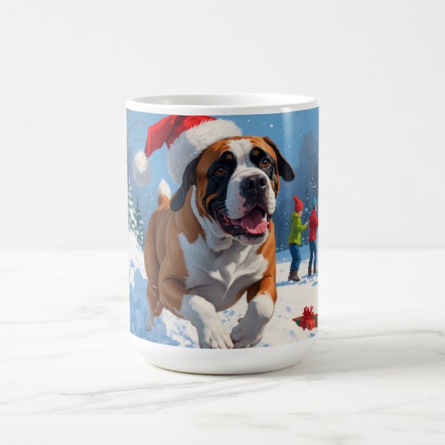 Cane Corso springer i snö med julhatt Kaffemugg (Center)