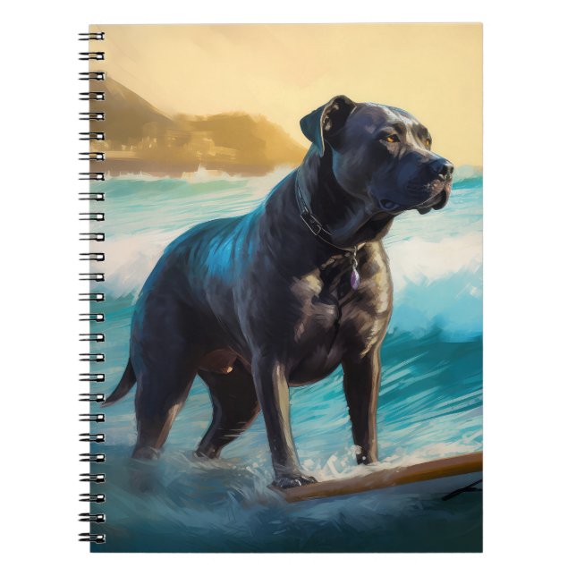 Cane Corso Strand Surfing Målning Anteckningsbok (Framsidan)