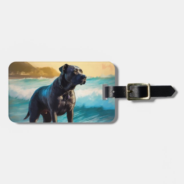 Cane Corso Strand Surfing Målning Bagagebricka (Horisontell Framsida)