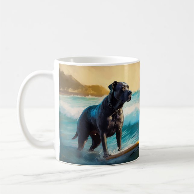 Cane Corso Strand Surfing Målning Kaffemugg (Vänster)