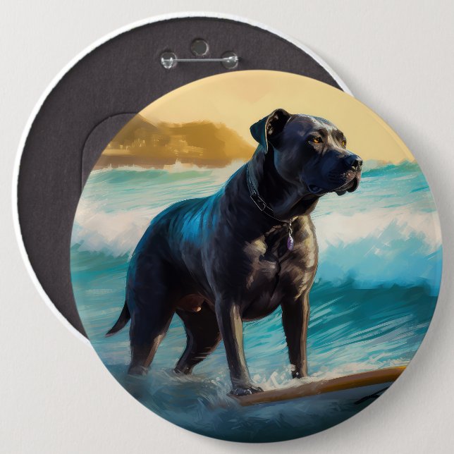 Cane Corso Strand Surfing Målning Knapp (Framsida & baksida)