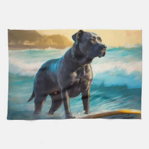 Cane Corso Strand Surfing Målning Kökshandduk