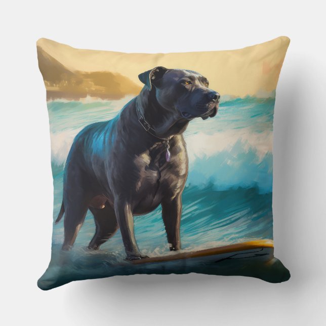 Cane Corso Strand Surfing Målning Kudde (Baksida)